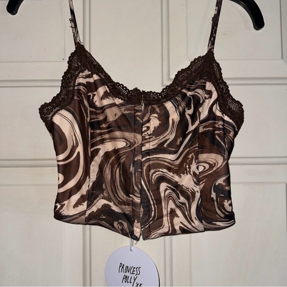 NWT Princess Polly Ivan Top Brown Swirl